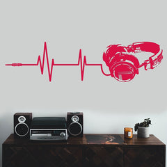 Headphone Music Wave Vinyl Wall Sticker Decal (Multiple Colors & Sizes)