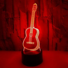 Guitar Color Changing LED 3D Illusion Lamp