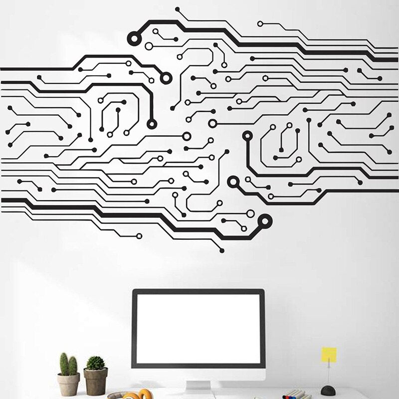 Circuit Board Tree Wall Sticker Decal (Multiple Colors & Sizes)
