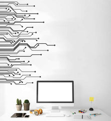 Circuit Board Matrix Veins Wall Sticker Decal (Multiple Colors & Sizes)