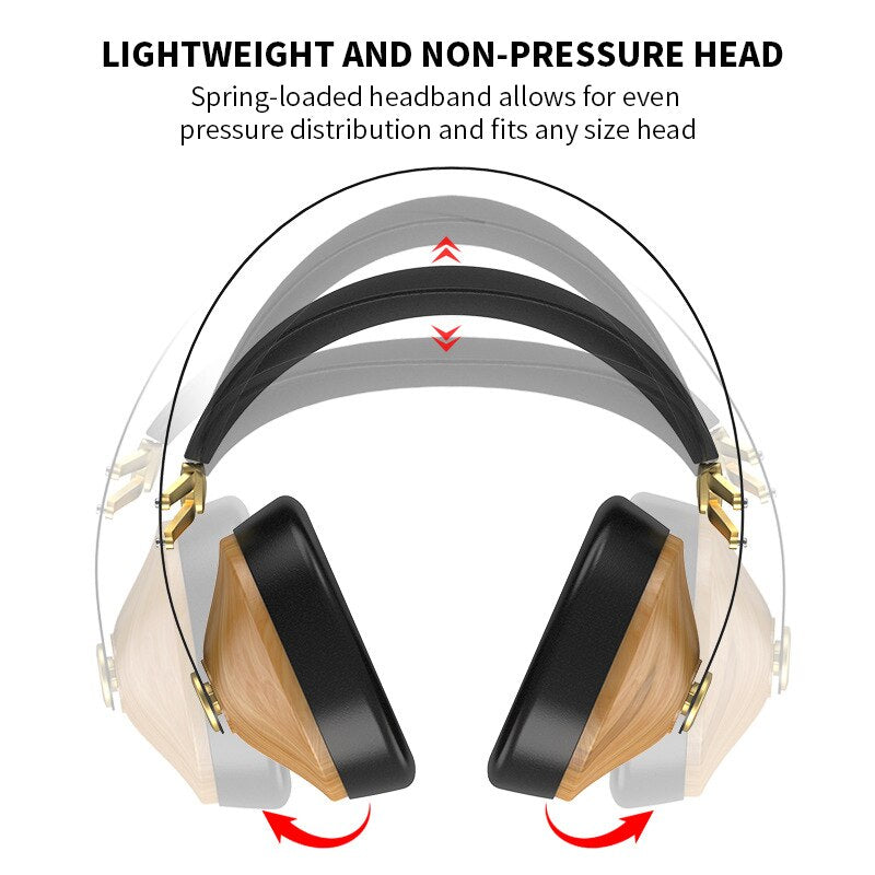 Fashion Headset Wired Headphones Wooden Noise Cancelling Headphones (50mm)