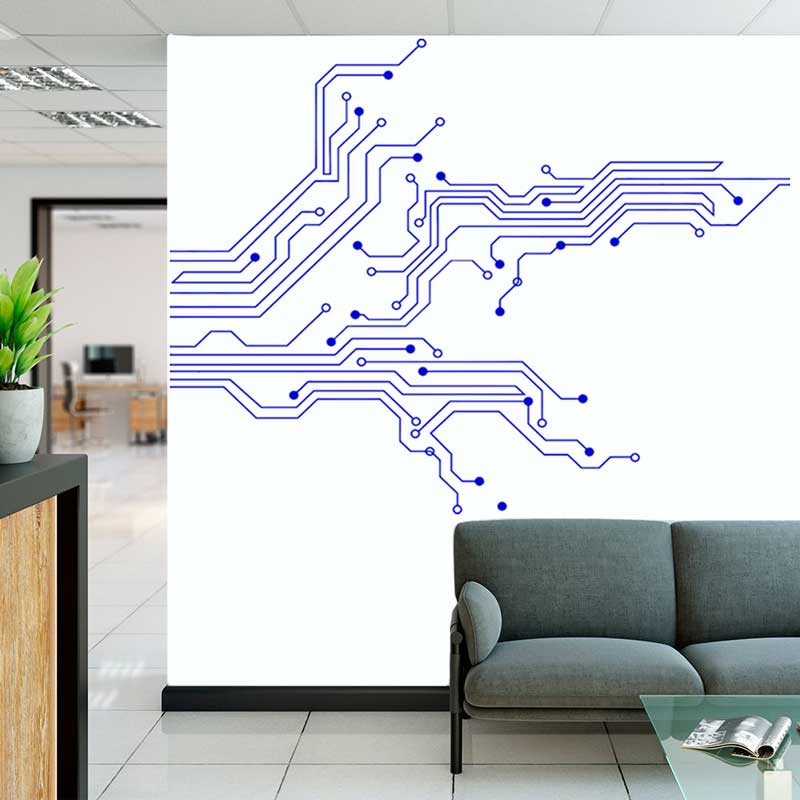 Technology Matrix Circuit Board Wall Sticker Decal (Multiple Colors & Sizes)