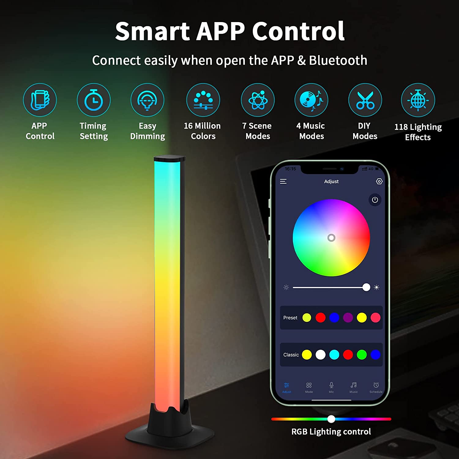 LED Bars Smart RGB Lights with Bluetooth Control