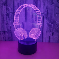 Headphone Color Changing LED 3D Illusion Lamp