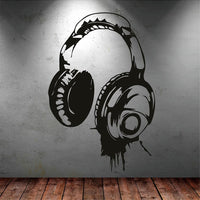 Headphones Music DJ Wall Stickers Decal (Multiple Colors & Sizes)