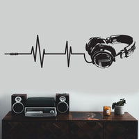 Headphone Music Wave Vinyl Wall Sticker Decal (Multiple Colors & Sizes)